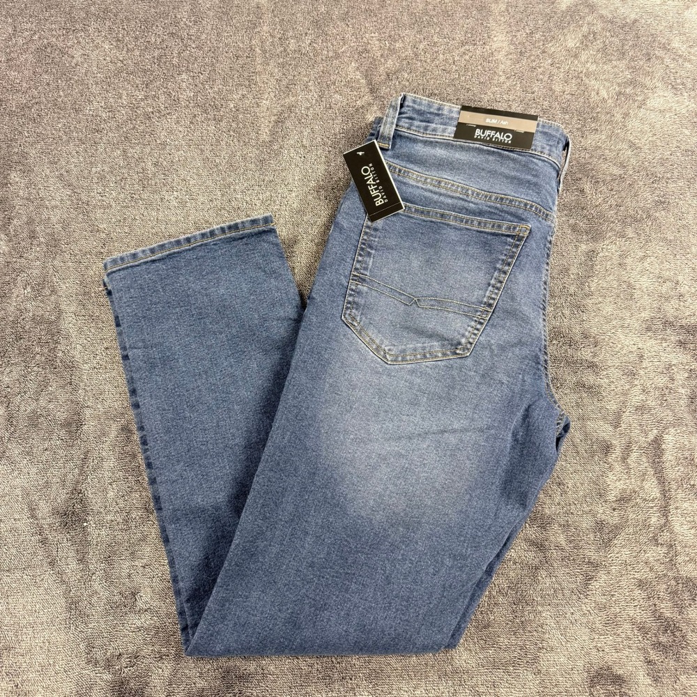 Buffalo David Bitton Ash Slim Mens Jeans 34x30 Medium Wash Stretch Denim NWT